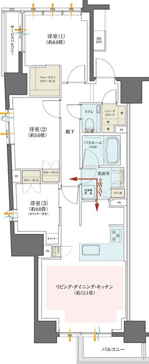 クリオ川崎セントラルマークス 間取り A2タイプ