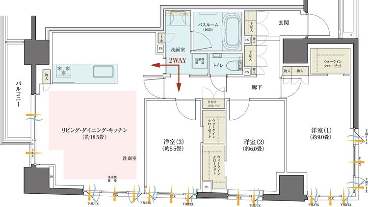 クリオ川崎セントラルマークス 間取り Hタイプ
