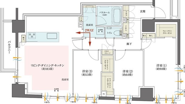 クリオ川崎セントラルマークス 間取り Hタイプ