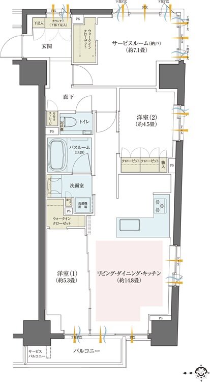 クリオ川崎セントラルマークス 間取り E1タイプ