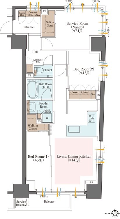 クリオ川崎セントラルマークス 間取り E1タイプ