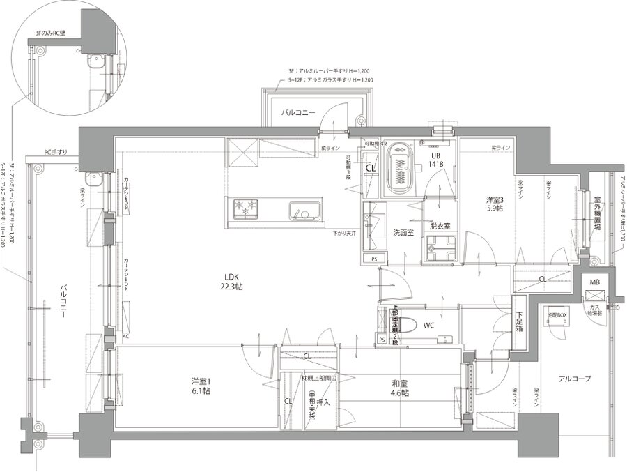 リヴィエール南小倉駅前パークシティ 間取り Aα TYPE