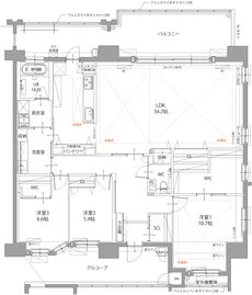 リヴィエール南小倉駅前パークシティ 間取り E TYPE（13F 限定住戸）