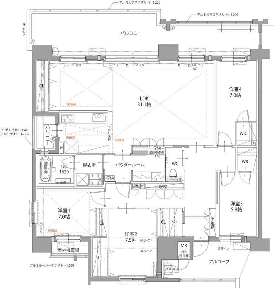 リヴィエール南小倉駅前パークシティ 間取り F TYPE（13F 限定住戸）