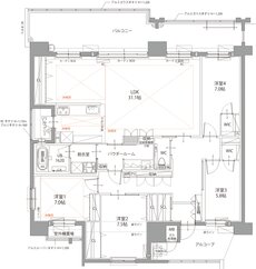 リヴィエール南小倉駅前パークシティ 間取り F TYPE（13F 限定住戸）