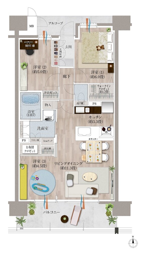 デュオヒルズ麓山ザ・レジデンス 間取り C1タイプ(先着順)