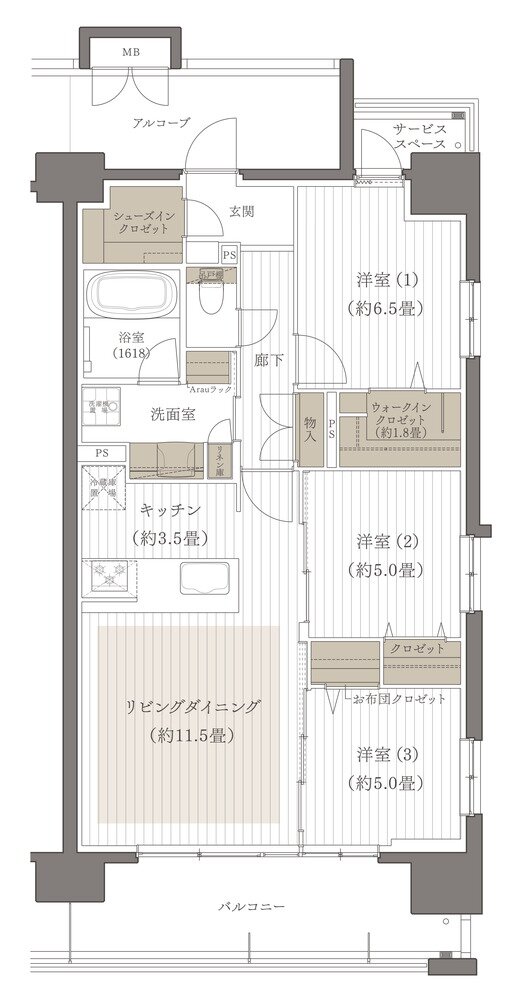 デュオヒルズ麓山ザ・レジデンス 間取り Dタイプ(レジデンスシーズン)