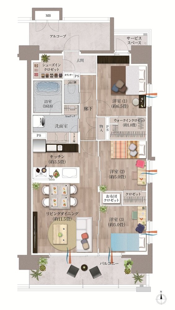 デュオヒルズ麓山ザ・レジデンス 間取り Dタイプ(ブルームシーズン以降予告)