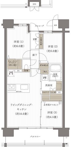 デュオヒルズ麓山ザ・レジデンス 間取り C2タイプ（先着順）