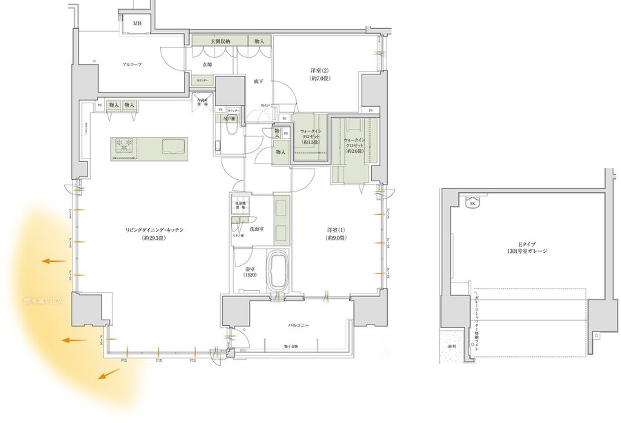 デュオヒルズ上通町 間取り Eタイプ(第1期3次以降)