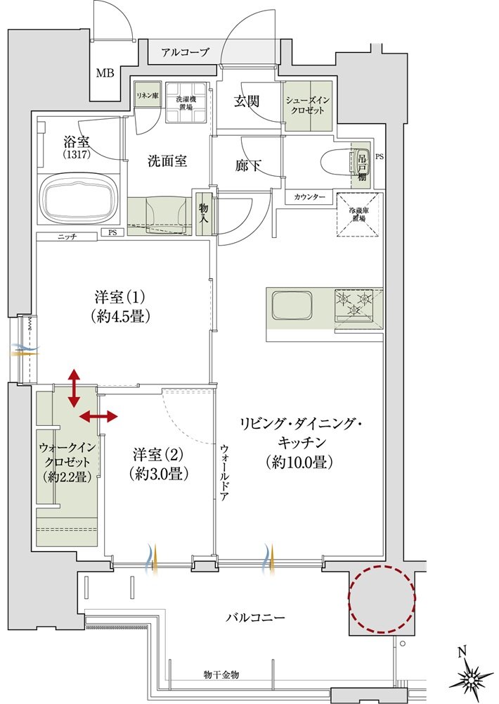 デュオヒルズ上通町 間取り A2タイプ