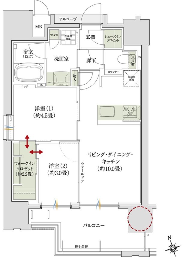 デュオヒルズ上通町 間取り A2タイプ
