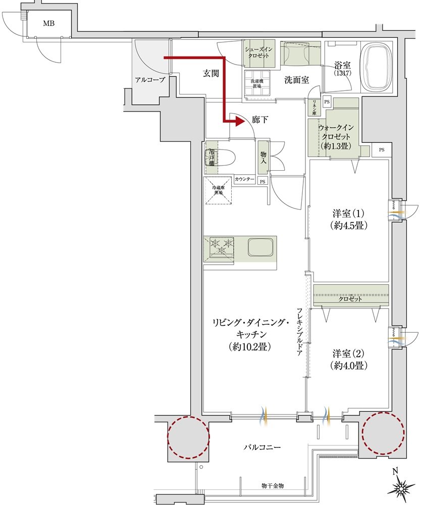 デュオヒルズ上通町 間取り B2タイプ