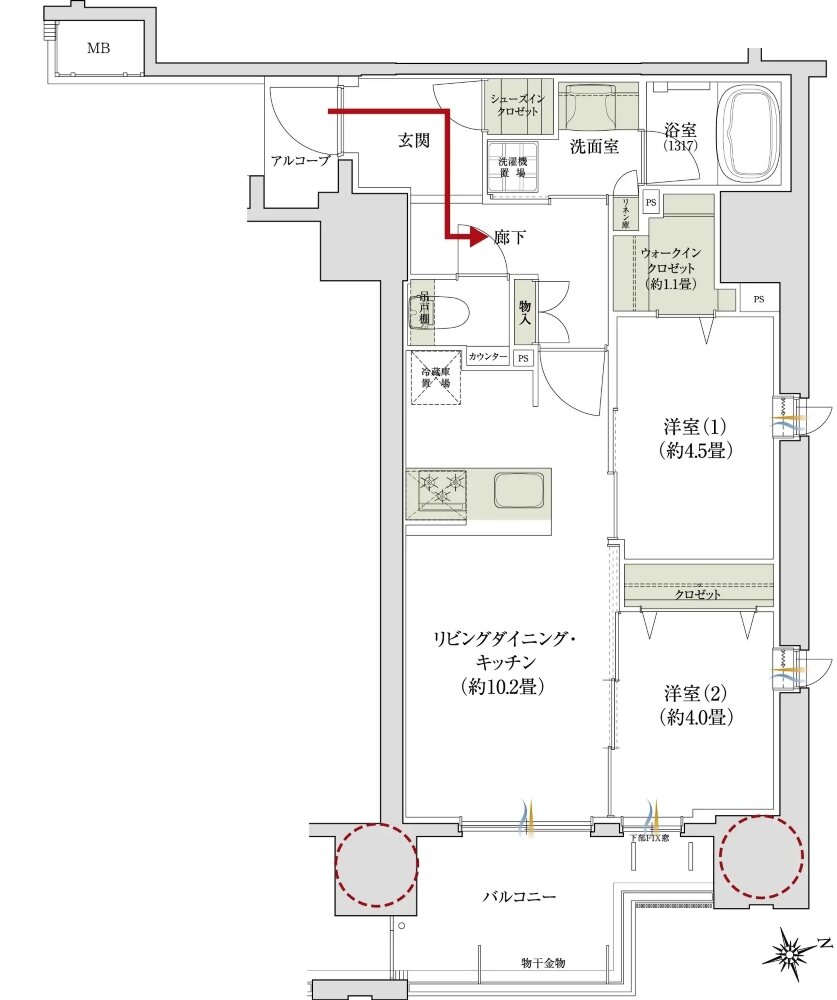 デュオヒルズ上通町 間取り B2タイプ(第2期2次)