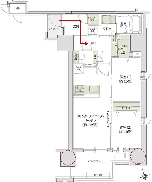 デュオヒルズ上通町 間取り B2タイプ