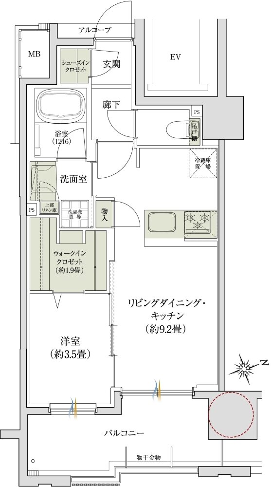デュオヒルズ上通町 間取り Cタイプ(第2期4次以降)