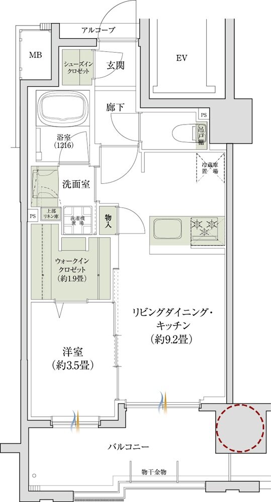 デュオヒルズ上通町 間取り Cタイプ（第1期2次）