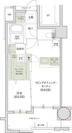 デュオヒルズ上通町 間取り Cタイプ（第1期2次）