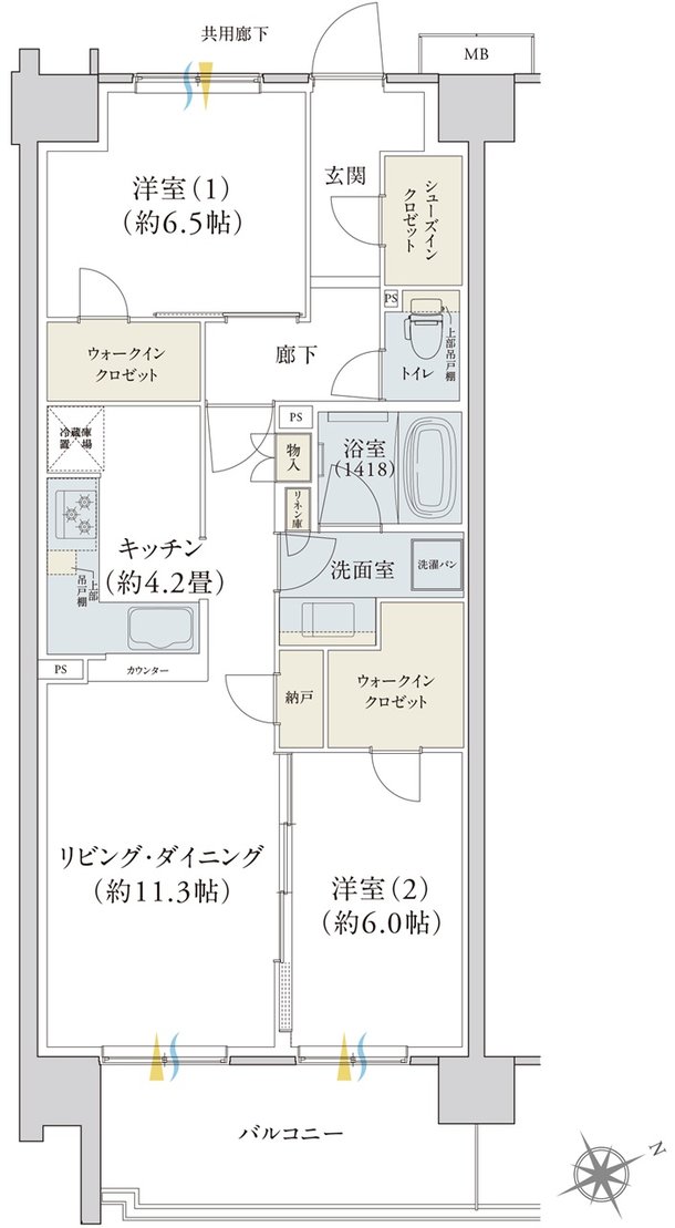 パークナード自治医大 祗園 間取り H type