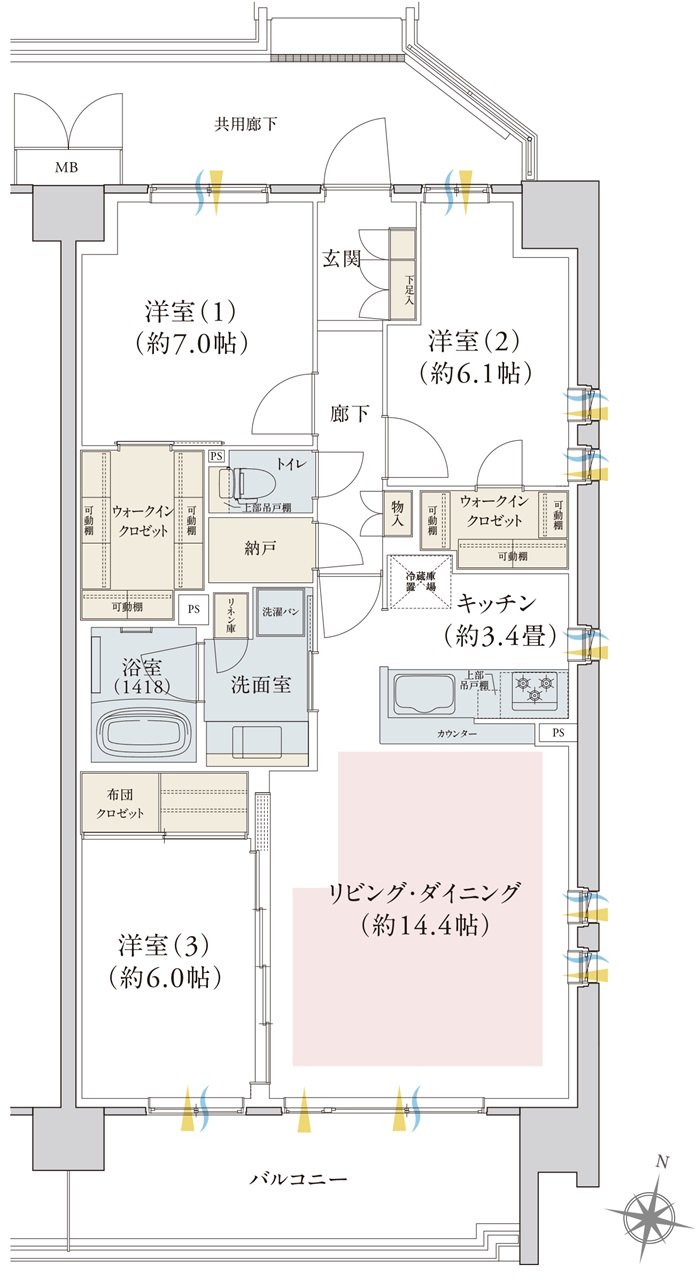 パークナード自治医大 祗園 間取り G type