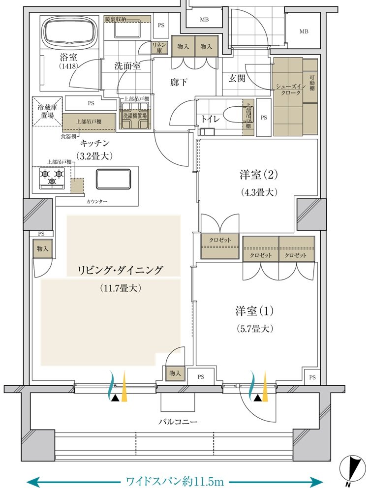 ブランズ西小山 間取り E type （1・2階）