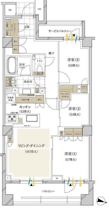 ブランズ西小山 間取り B type (地下1階・1階)