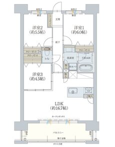 オーヴィジョン岩国麻里布 間取り D TYPE（メニュープラン）