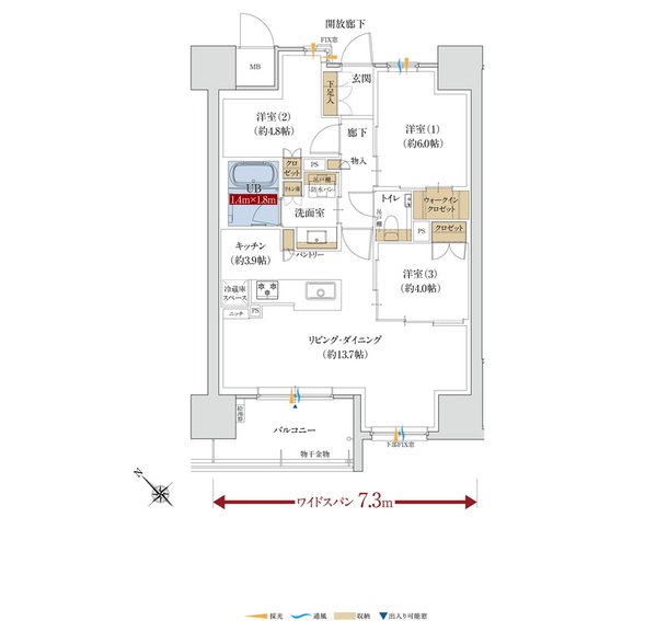 グラディス鷹匠タワー 間取り Bタイプ