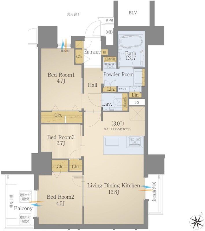 モントーレ六本松 ザ・マーク 間取り B1 TYPE