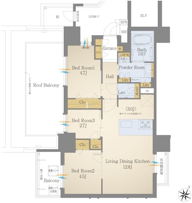 モントーレ六本松 ザ・マーク 間取り B2 TYPE