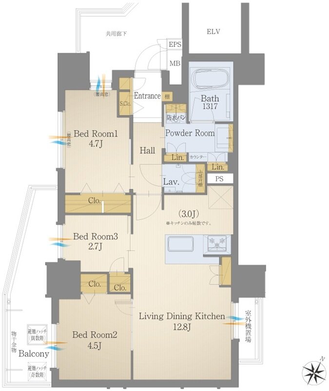 モントーレ六本松 ザ・マーク 間取り B3 TYPE