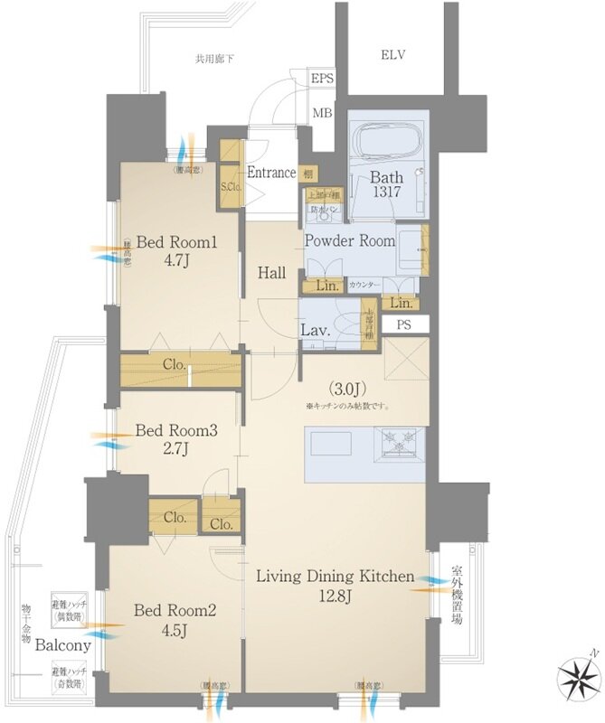 モントーレ六本松 ザ・マーク 間取り B4 TYPE