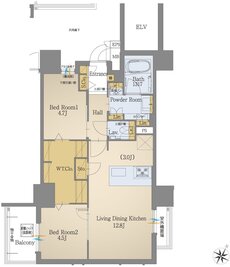 モントーレ六本松 ザ・マーク 間取り B1 TYPE（MENU PLAN2）
