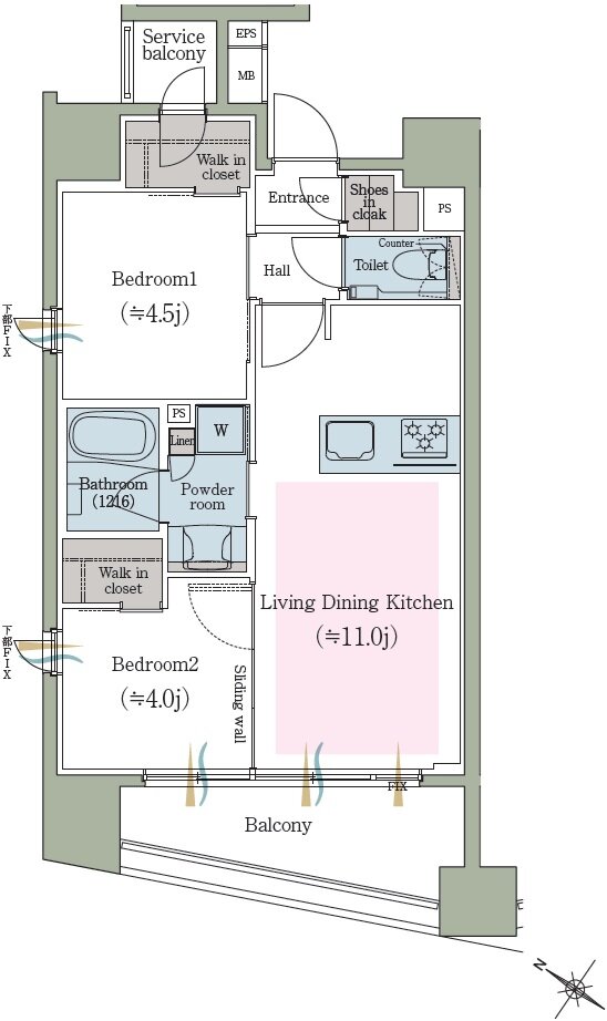 クリオ ラベルヴィ薬院白金 間取り Aタイプ