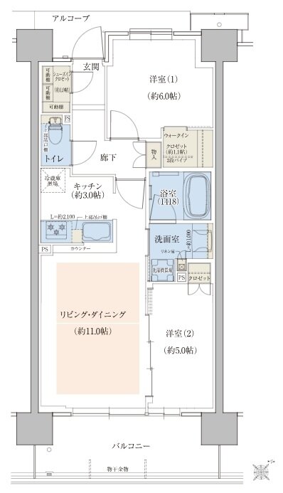 ウエリス三国シティ 間取り S-M type