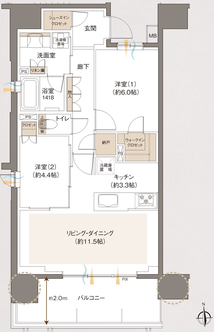 レーベン草加 CROWNEL 間取り A type