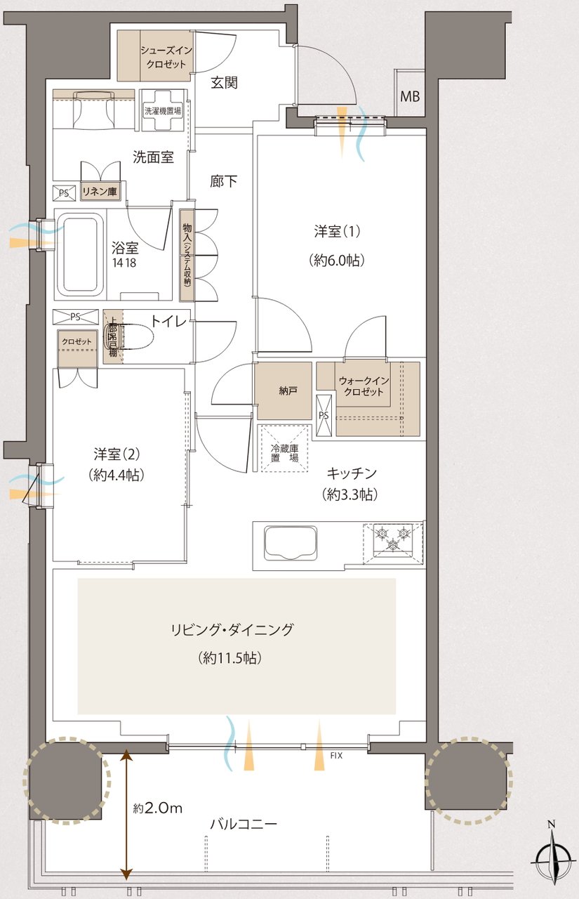 レーベン草加 CROWNEL 間取り A type
