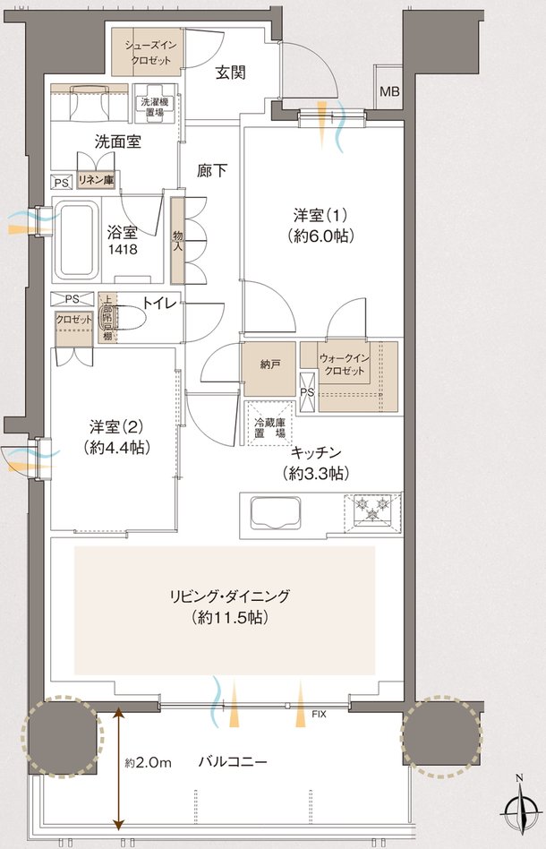 レーベン草加 CROWNEL 間取り A type