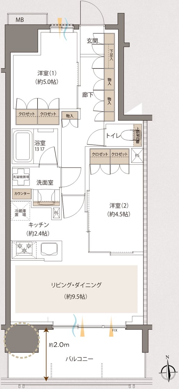 レーベン草加 CROWNEL 間取り B type
