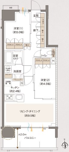 レーベン草加 CROWNEL 間取り B type