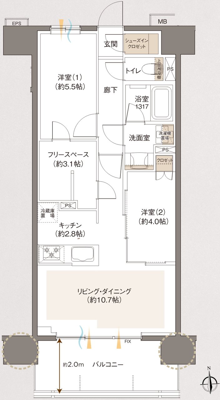 レーベン草加 CROWNEL 間取り D type