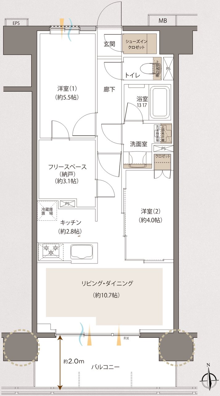 レーベン草加 CROWNEL 間取り D type