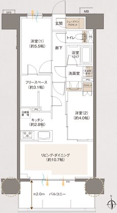 レーベン草加 CROWNEL 間取り D type