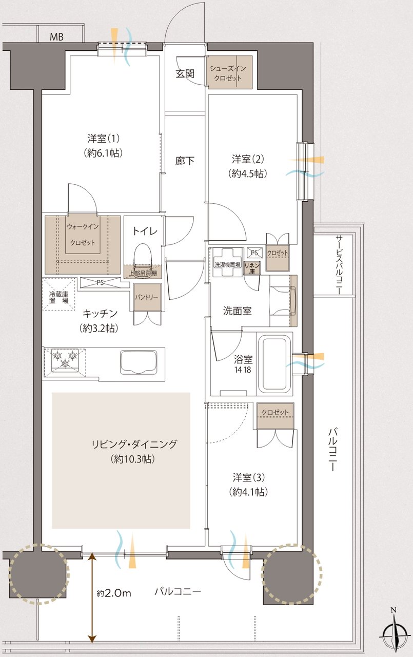 レーベン草加 CROWNEL 間取り E type