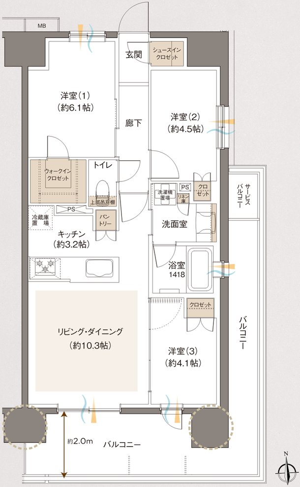 レーベン草加 CROWNEL 間取り E type