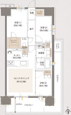 レーベン草加 CROWNEL 間取り E type