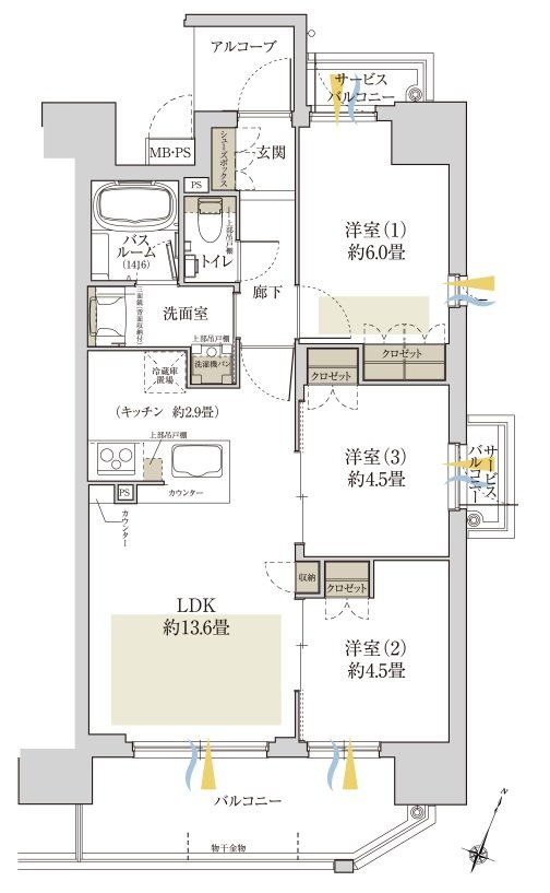 ワコーレ御影中町一丁目 間取り B2 type