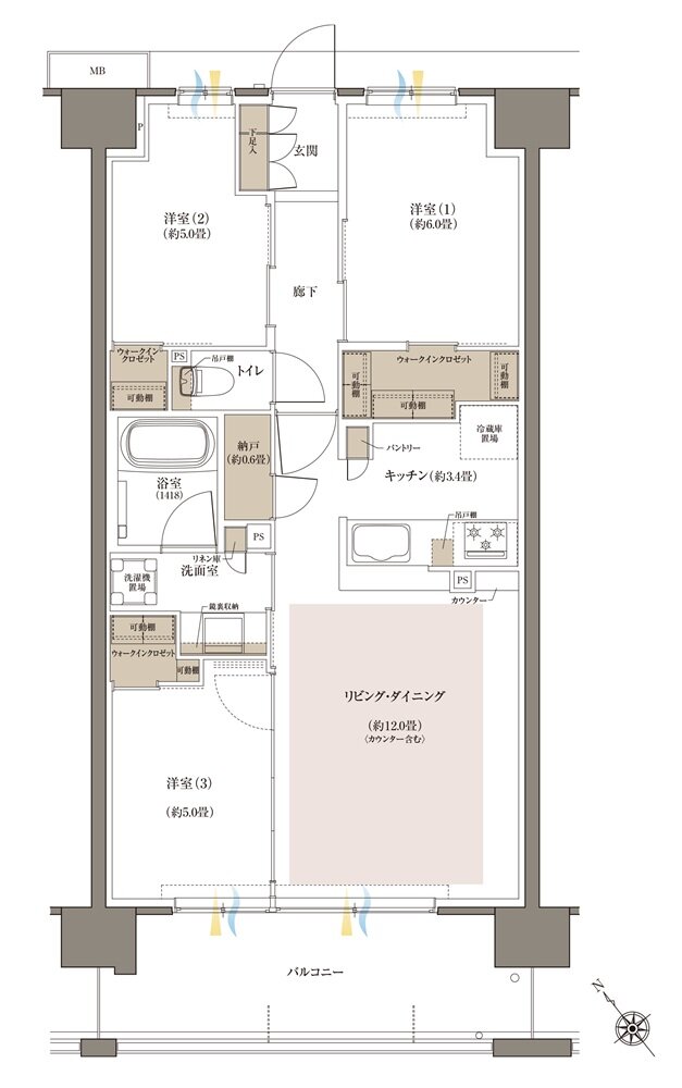 Brillia(ブリリア) 八王子 River Terrace 間取り B7 Type