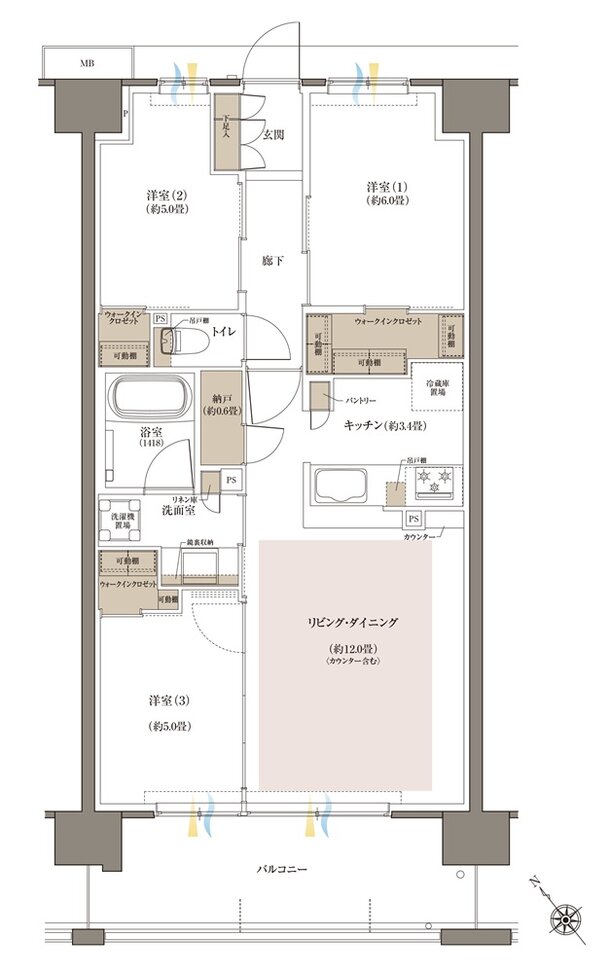 Brillia(ブリリア) 八王子 River Terrace 間取り B7 Type