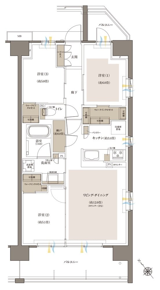 Brillia(ブリリア) 八王子 River Terrace 間取り F Type